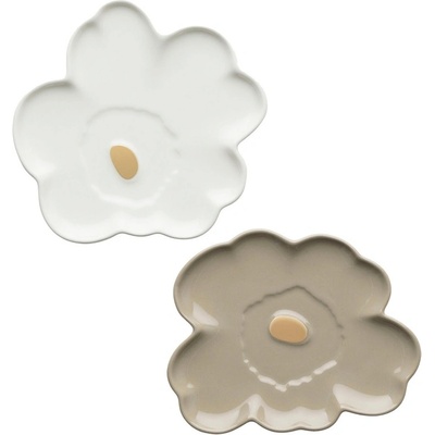Set tanierov Unikko 13,5 cm 2ks 60. výročie / béžovo bielo zlatý