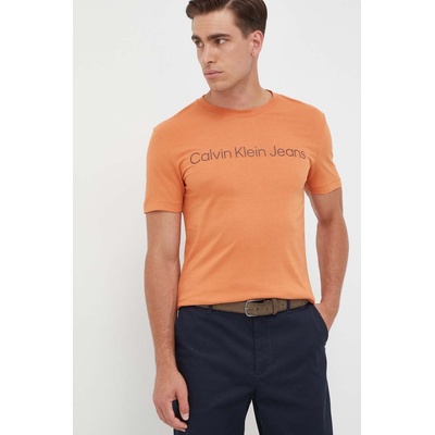 Calvin Klein Jeans Памучна тениска Calvin Klein Jeans в оранжево с принт J30J322344 (J30J322344)