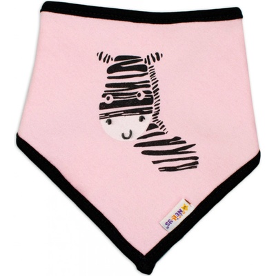 Baby Nellys Detský bavlnený šatka na krk Zebra ružový