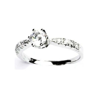 Čištín Zlatý prsten bílé zlato prstýnek s čirými zirkony VR 99