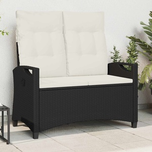vidaXL Градинска пейка с възглавница Черен и кремав 105 x 60 x 112 см (42026850)