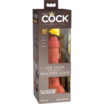 King Cock Elite 6 realistický přísavkový dildo 15 cm tmavý