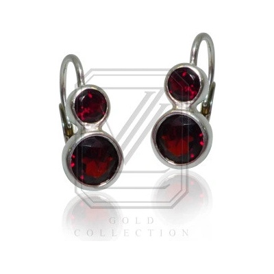 Čištín Zlaté náušnice, bílé i žluté zlato, přírodní granáty - VE 165