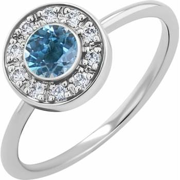 Eppi Zásnubný diamantový prsteň v halo štýle s londýnskym topazom Aiva R42128
