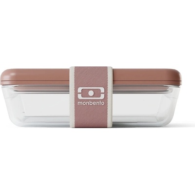 Monbento Skleněný obědový box Pure Pyrex pink moka 600ml