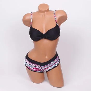 Image 1 of Бански с боксер в черно и цветни елементи