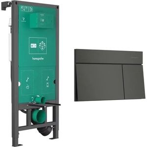 Hansgrohe Казанче за вграждане Hansgrohe iFrame 112 см за конзолна тоалетна чиния и бутон iFrame Element E, четкано черно (01022180+66003340)