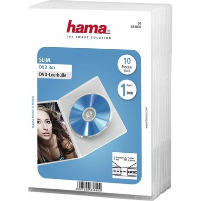 Hama Slim, obal na 1 DVD, s fólií, průhledný, balení 10 ks (cena za balení)