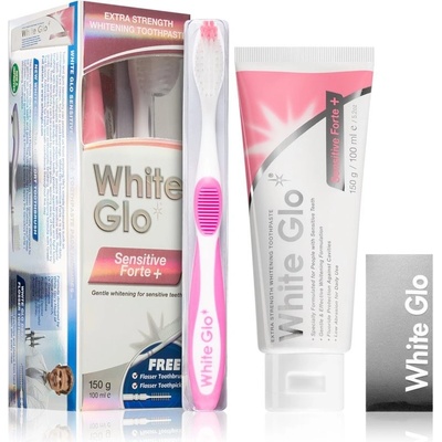 White Glo Sensitive Forte zubná kefka + bieliaca 150 g + medzizubné kefky