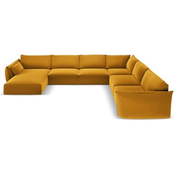 Mazzini Sofa Кадифен ъглов диван в цвят горчица (десен ъгъл/U форма) Vanda - Mazzini Sofas (MAZ_UR_51_F1_VANDA4)