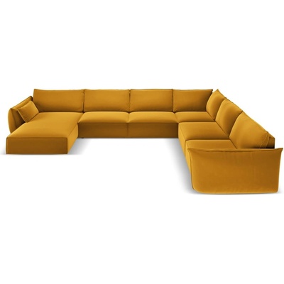 Mazzini Sofa Кадифен ъглов диван в цвят горчица (десен ъгъл/U форма) Vanda - Mazzini Sofas (MAZ_UR_51_F1_VANDA4)