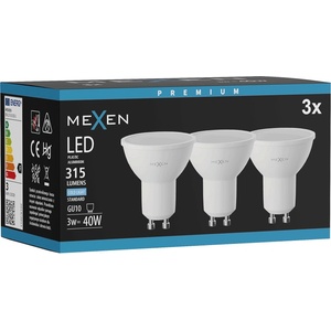 Mexen Nova 3x LED крушка GU10, 3W, Студена - 6500K, 315 lm - L107-GU10-0365-01x03 (L107-GU10-0365-01x03)