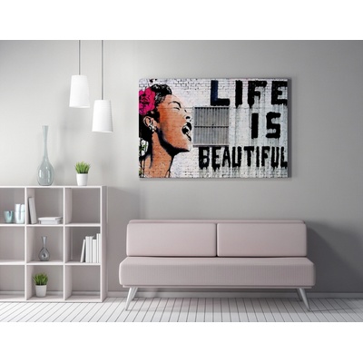 ASIR Obraz na plátně (50 x 70) Banksy Street Art – Life is Beautiful