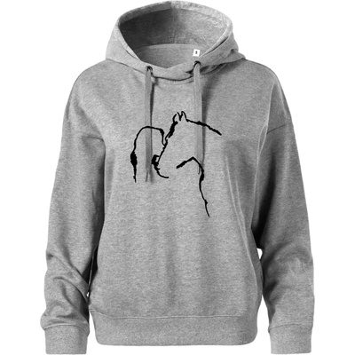 Kůň a já silueta Oversized mikina dámská Moon kratší + širší Tmavě šedý melír – Zbozi.Blesk.cz