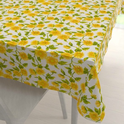 Biante bavlna obdélníkový ubrus Sandra SA-602 Slunečnice na bílém 100x140 cm