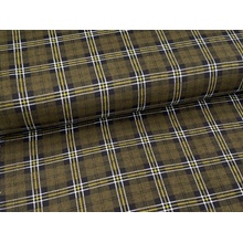 Mirtex Látka FLANEL 165 (A4 kostky velké žluto-černo-šedé) -150cm zbytková metráž