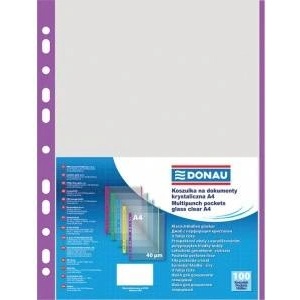 DONAU Document T-Shirts DONAU, PP, A4, crystal, 40micr. , colorful hem - purple, 100pcs
