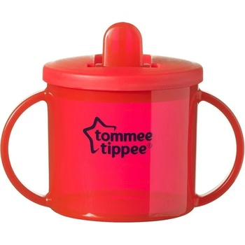 Tommee Tippee Чаша с дръжки и прибиращ се твърд накрайник Tommee Tippee - First Cup, Червена, 190 ml, 4 m+ (ТТ.0074)
