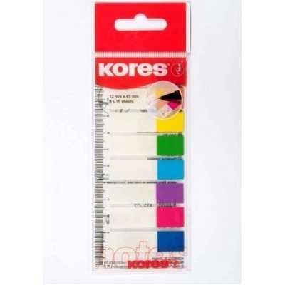 KORES Popisovací záložky Index Strips na pravítku 45x12 mm / 8 barev / 15 lístků á barva