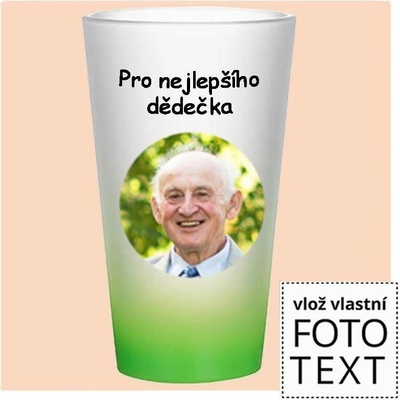 Bezvadný dárek Sklenice matná zelený přechod s vlastní fotkou 450 ml