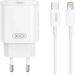 XO CE25 Променливотоково зарядно устройство Type-C с гнездо 25 W, PD бързо зарядно устройство + Lightning кабел, БЯЛО XO-CE25+LIGHTNING (XO-CE25+LIGHTNING)