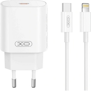 XO CE25 Променливотоково зарядно устройство Type-C с гнездо 25 W, PD бързо зарядно устройство + Lightning кабел, БЯЛО XO-CE25+LIGHTNING (XO-CE25+LIGHTNING)