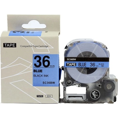 Epson LK-7LBP, SC36BW, C53S657504, 36mm x 9m, černý tisk / modrý podklad, kompatibilní páska