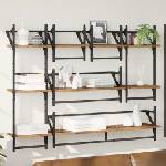 vidaXL Комплект стенни рафтове 6 бр. Старо дърво 100 x 25 x 30 cm (882838)