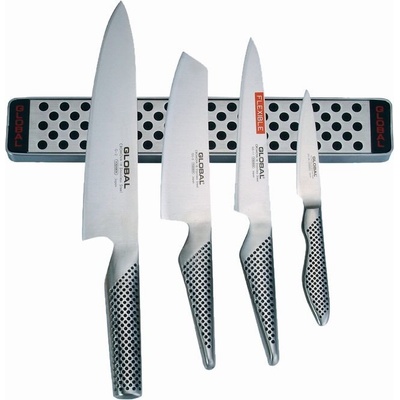 Sada 4 japonských nožů Global s magnetickou lištou 31cm
