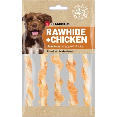 Flamingo Snacks R'Hide Stick with chicken - лакомство за куче, усукани кожени пръчици с пилешко месо - 65 гр, Белгия - 1030748