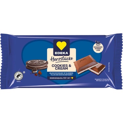 Edeka Cookies cream mléčná se sušenkami a krémem 90 g