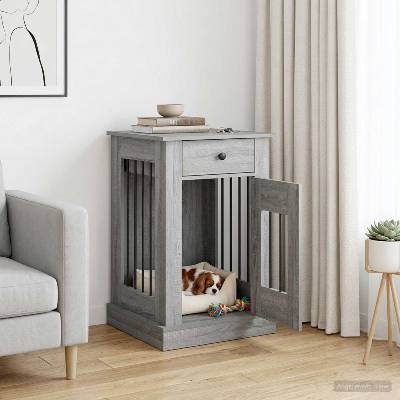 vidaXL Мебели за кучешка клетка Сив Сонома 50 x 47, 5 x 80 см (8014782)