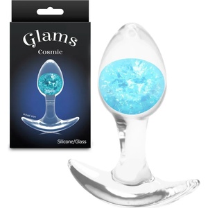  Анален плъг с бляскаво стъклено ядро, 8, 1см. - Cosmic Glams Small Blue (NSTOYS1243)