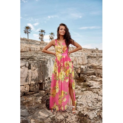 L&S Fashion Dámské MAXI šaty květinové Vzor Květinový 0020312