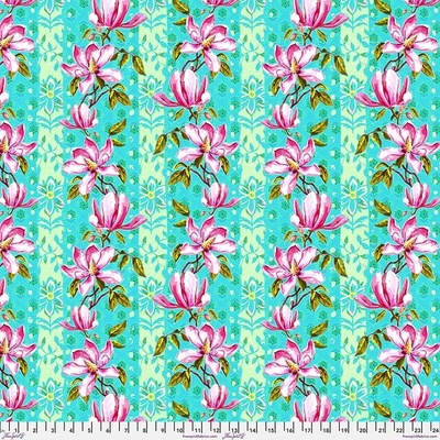 Bavlněná látka květinová modrá | Odile Bailloeul – Festival – Magnolias Blue