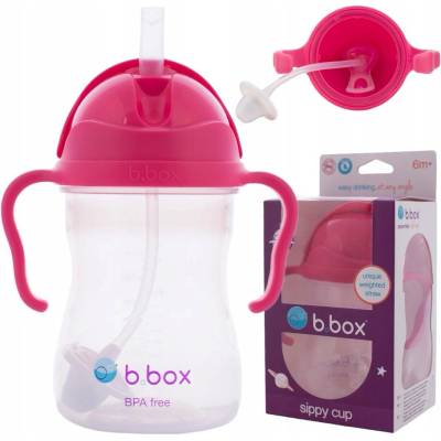 b.box hrnček so slamkou 240 ml malina