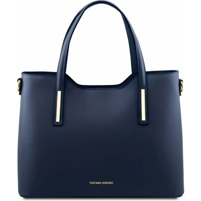 Tuscany Leather kožená shopper kabelka Olimpia Tmavomodrá