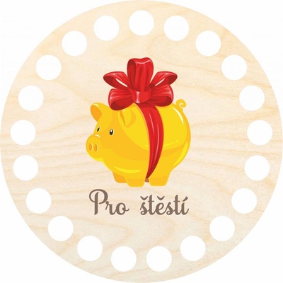 Woody Crafts Podtácek 10 cm, Prasátko pro štěstí