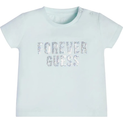 GUESS Тениска за момиче в бледо зелено със сребристи пайети Guess