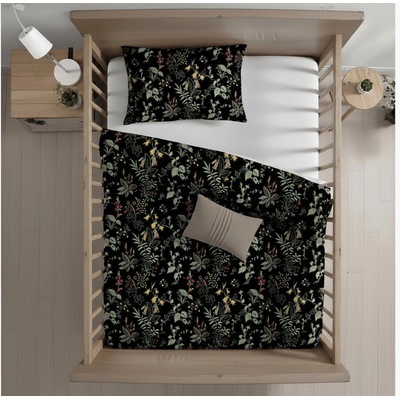 Textilomanie Obliečky do postieľky z Renforcé bavlny FLORWELLA čierne 45x65 90x140