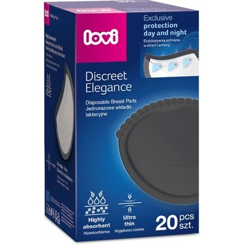 Lovi Подплънки за кърма с гел Lovi - Discreet Elegance - 20 броя, черни (19/611)
