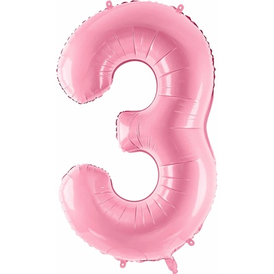 vybavsenaparty Fóliová číslice baby pink '3' 86 cm