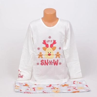 Детско-юношеска коледна пижама за момиче в бяло