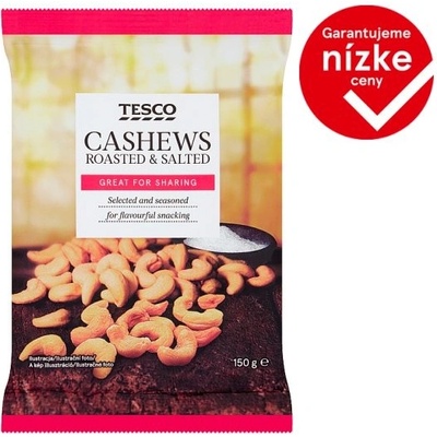 Tesco Pražené solené lúpané kešu orechy 150 g
