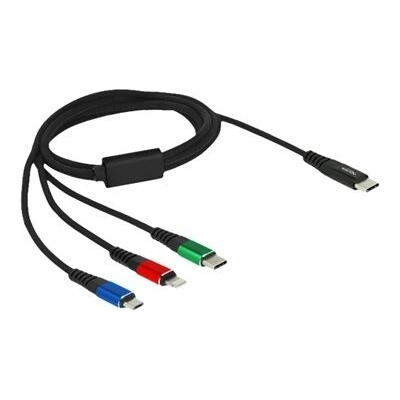 DeLock 86596 Napájací USB-C 2.0 (M) - USB Micro-B (M) amp; USB-C (M) amp; Lightning (M), 1m, barevný