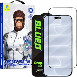 Blueo Стъклен протектор за iPhone 18 Pro / iPhone 17 Pro / iPhone 17 / iPhone 16 Pro - Drop-Resistant Tempered Glass - Blueo - Черен