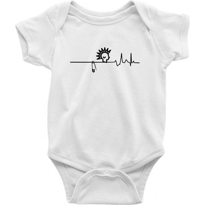 Ekg punk Dojčenské body krátký rukáv biele