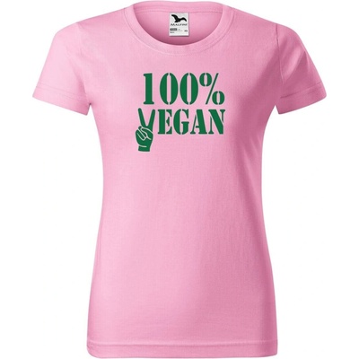DOBRÝ TRIKO Dámské tričko 100% vegan zelený potisk Růžová