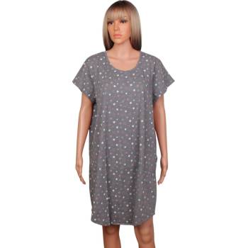 Сива макси нощница с бели и розови звезди