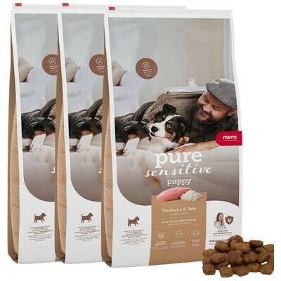 MERA Dog Pure Sensitive Puppy Turkey Rice 3 x 4 kg